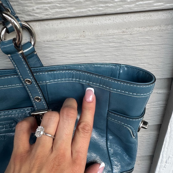 Coach Blue Quilted Leather Tote with Silver Hardware - Picture 14 of 14